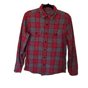 Eddie Bauer Favorite Cabin Flannel Button Front Shirt Red Grey Men's Small